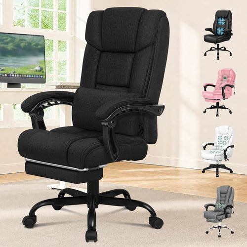 Ergonomic Office Chair Medium Boss Linen Black Adjustable Height Lumbar Support