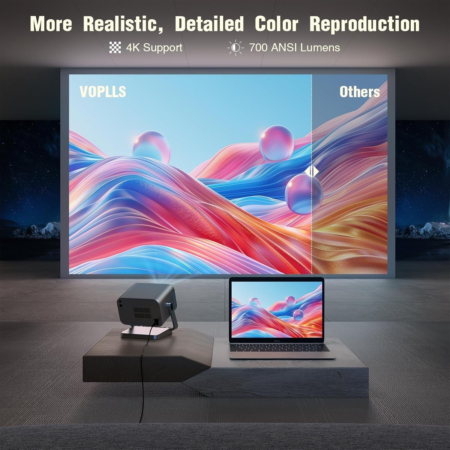 1080P Netflix Smart Projector 700 ANSI WiFi 6 Bluetooth Auto Focus