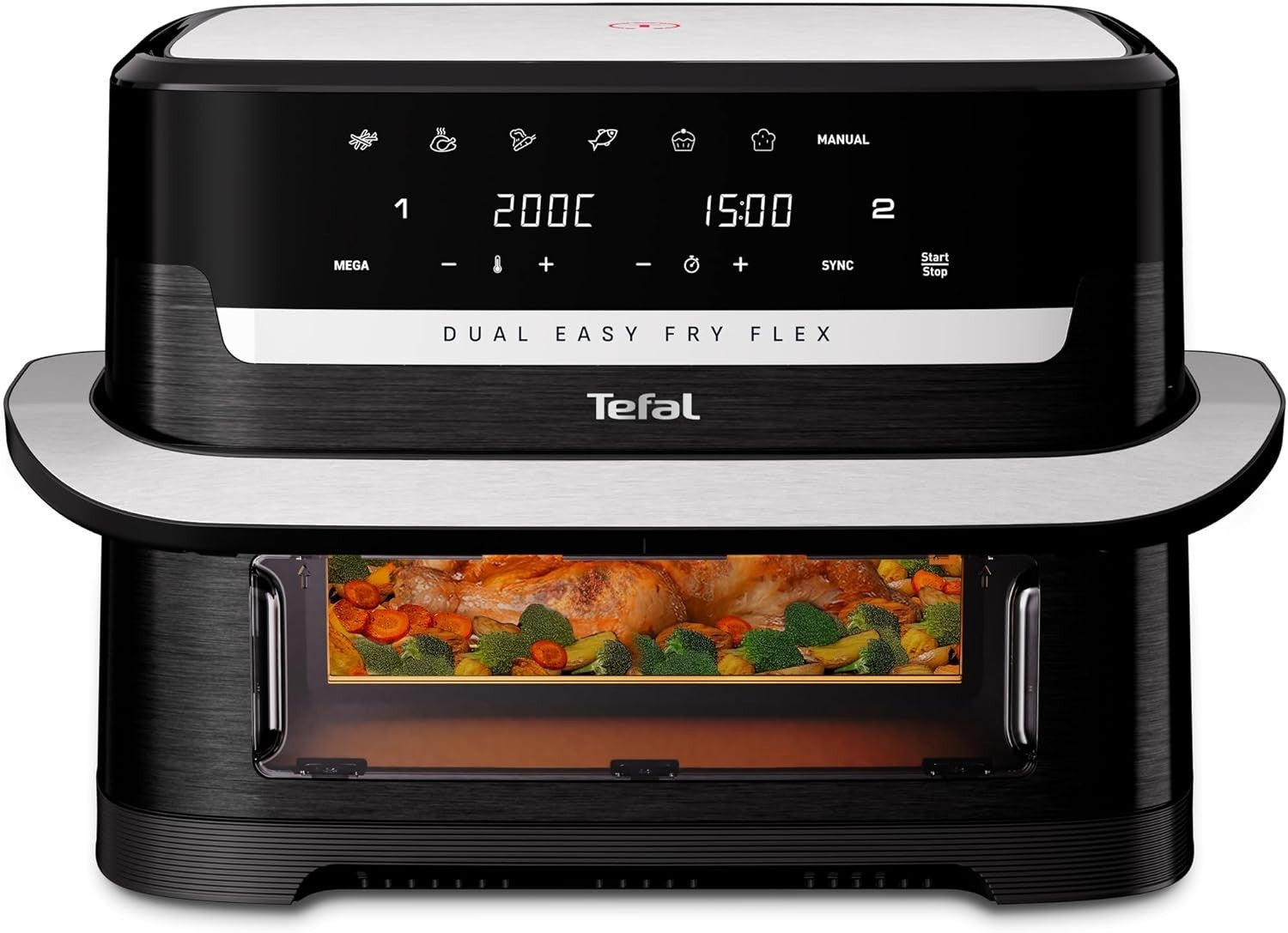 9L Dual Zone Air Fryer FlexCook Divider Extra Large Oven 7 Presets Energy Saving