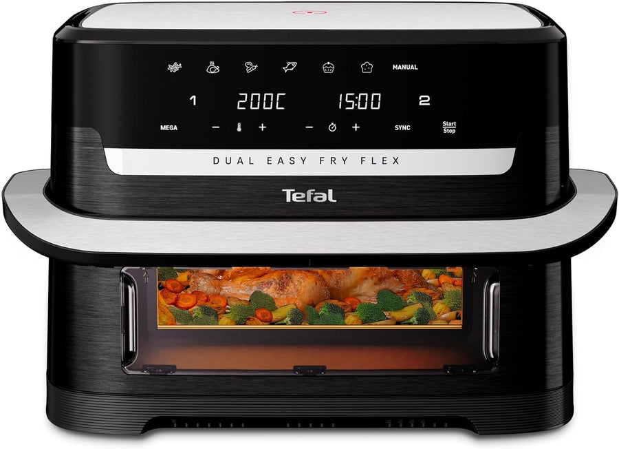 9L Dual Zone Air Fryer FlexCook Divider Extra Large Oven 7 Presets Energy Saving