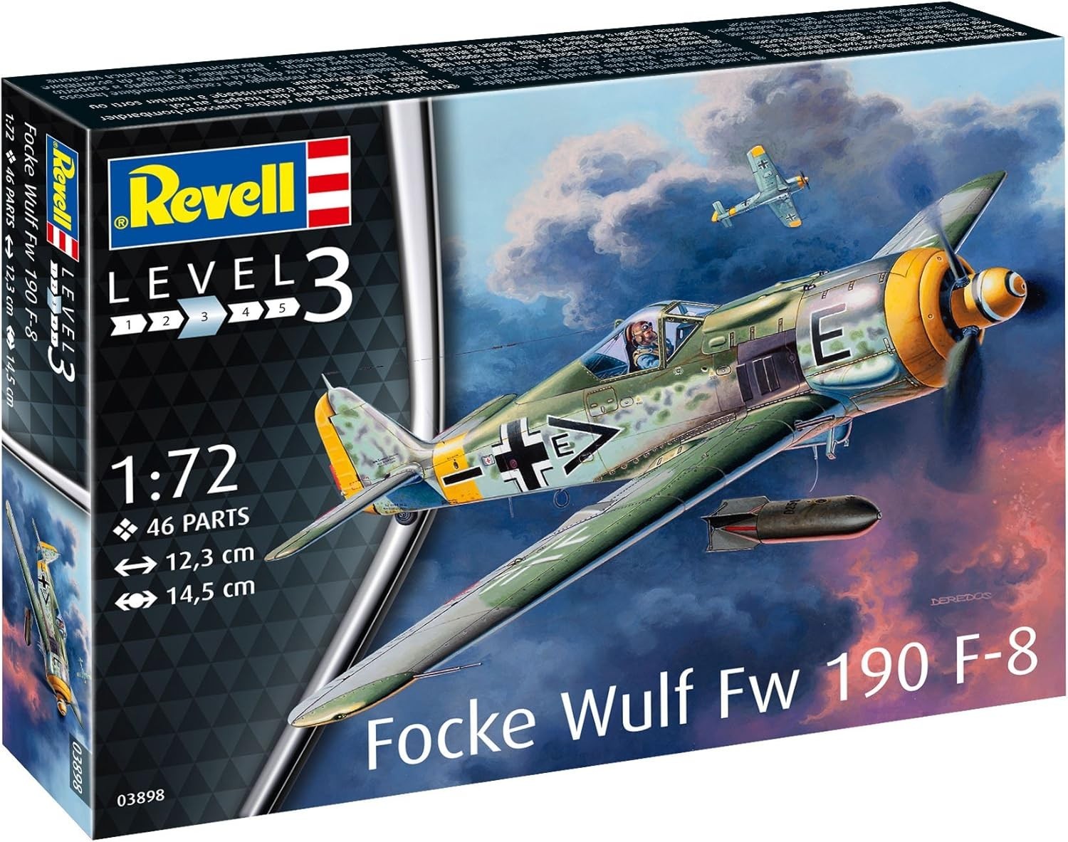 Fw190 F-8 1:72 WWII German Fighter Model Kit – Rotating Prop, Retracts
