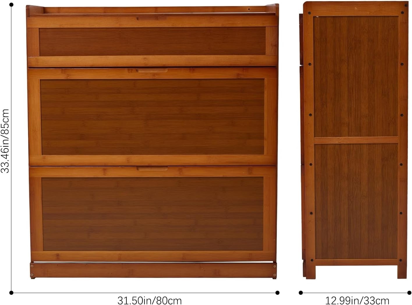 5-Tier Bamboo Shoe Storage Cabinet with Flip-Down Doors & Dustproof Design