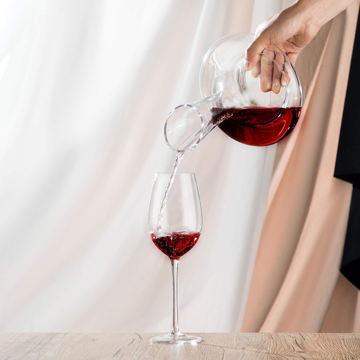 Crystal Wine Decanter Set 1200ml with Stand Stopper Brush Beads Gift Set