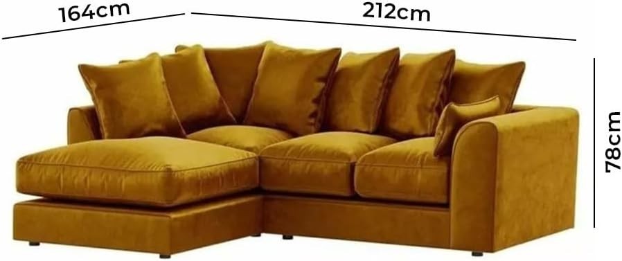 Plush Velvet L Shape Corner Sofa Set 3+2 Seater Mustard Couch Comfy Modern