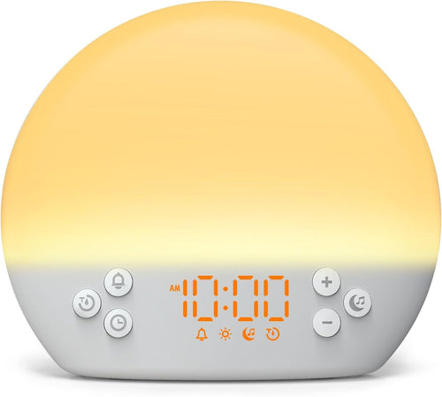Sunrise Wake Up Light Alarm Clock White Noise Dimmable Night Lamp