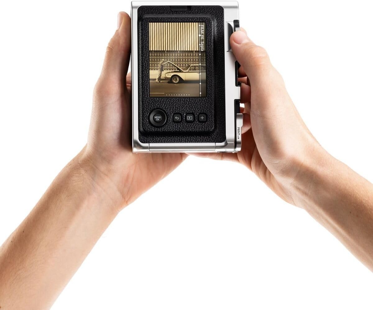 Instant Camera Printer Bluetooth LCD Screen 100 Effects Black Mini