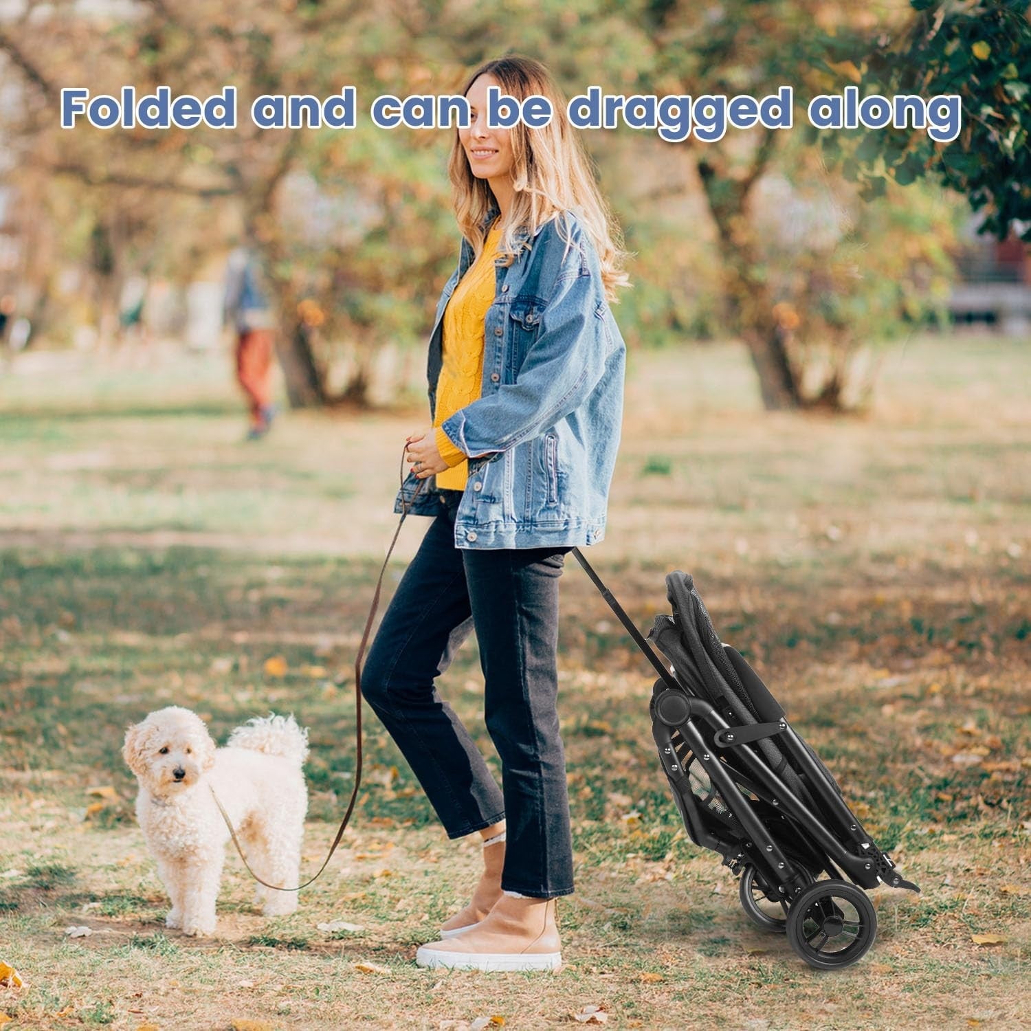 Pet Stroller 4 Wheel Folding Travel Carrier Small Medium Dogs Black