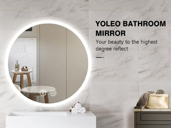 LED Bathroom Mirror 50x50cm Round Anti-Fog Demister Vanity Light