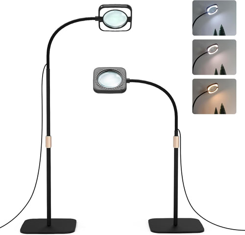 8X LED Magnifying Floor Lamp Dimmable Light Adjustable Stand Reading