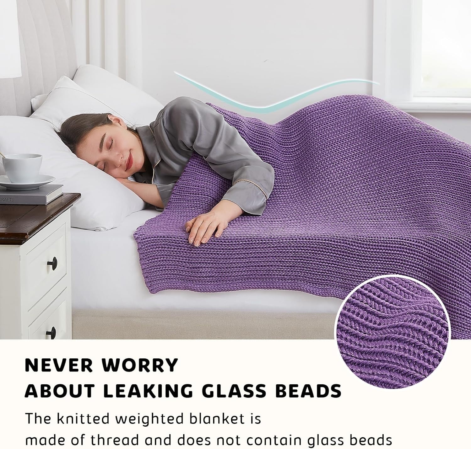 Knitted Weighted Blanket 20lbs 48x72 Purple Heavy Cooling Throw