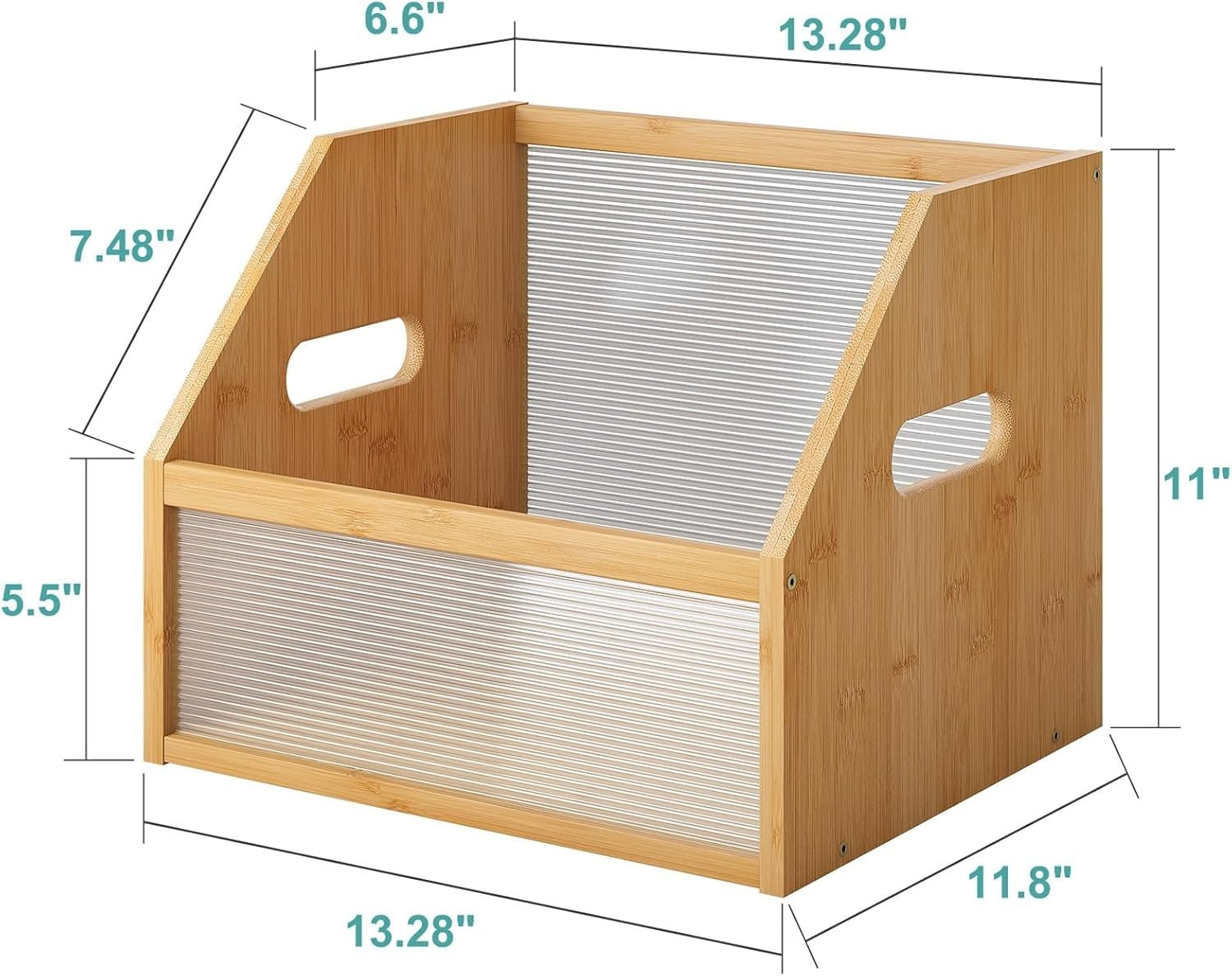 Stylish Bamboo Vinyl Record Storage Box | Desk Organizer for Home Office