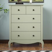 Sage Green 5 Drawer Chest Storage Cabinet Hallway Bedroom Modern Slimline