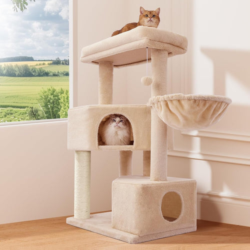 Cat Tree Tower 105cm 4 Level Scratching Post Condo Hammock Centre