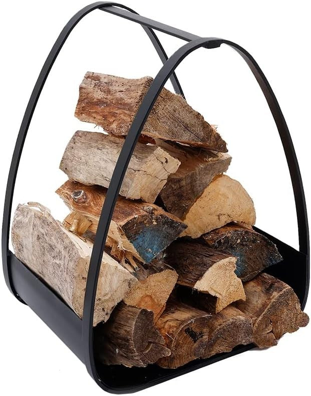 6kg Firewood Log Holder Indoor Outdoor Iron Rack Black Matte Modern Tidy
