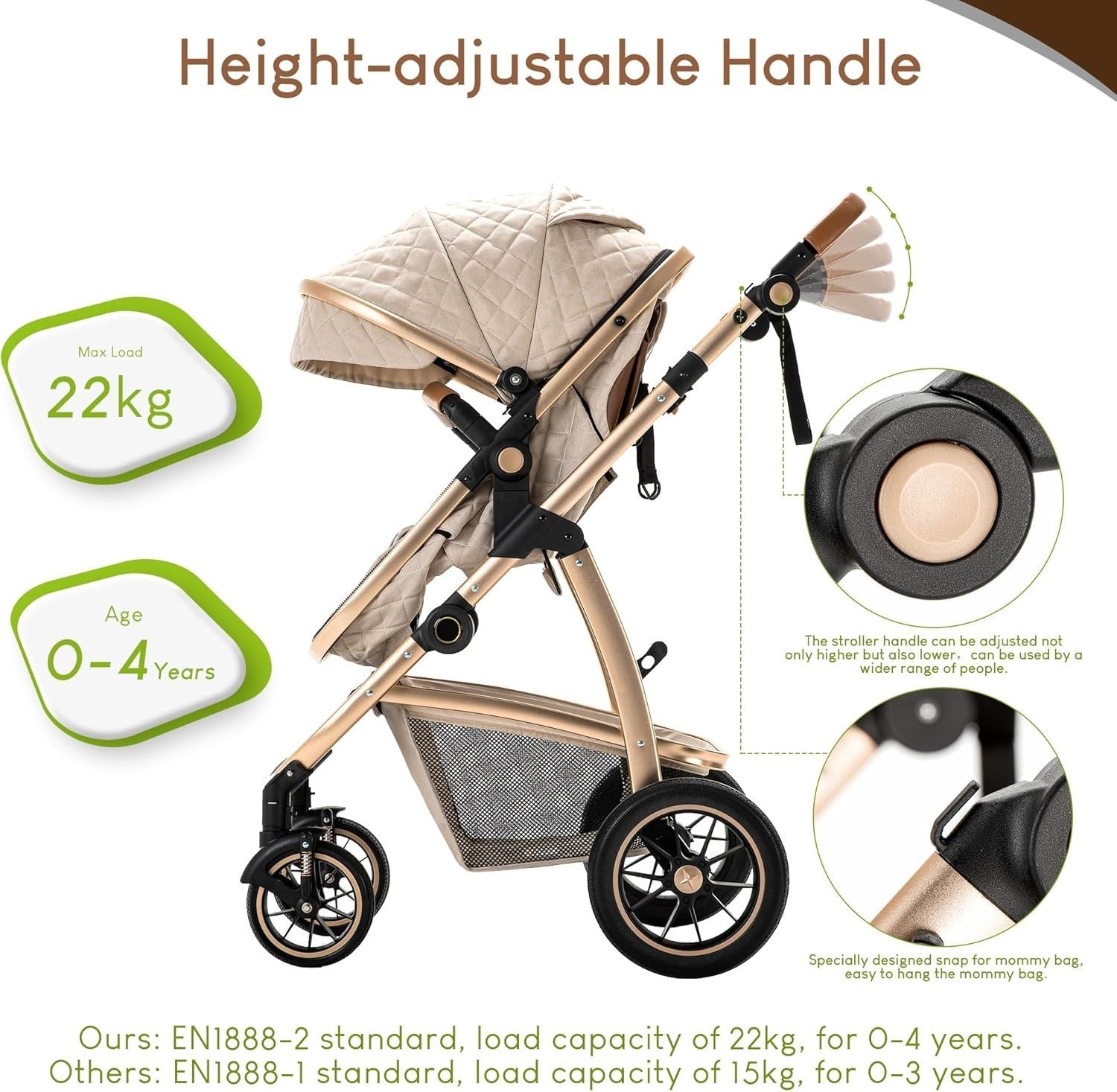 Pink 3in1 Baby Travel System Pram Pushchair Car Seat Adjustable Handle