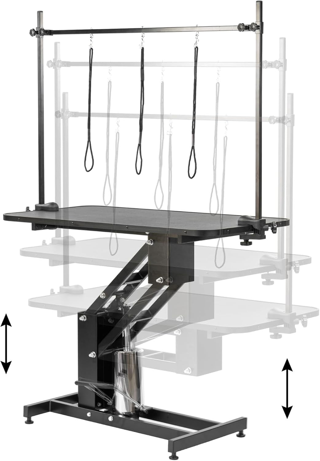 Large Hydraulic Dog Grooming Table Adjustable Height Non Slip Top H Bar