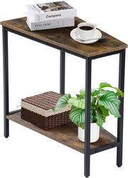 Triangle Corner End Table with Shelf – Slim Tall Side Table for Small Spaces