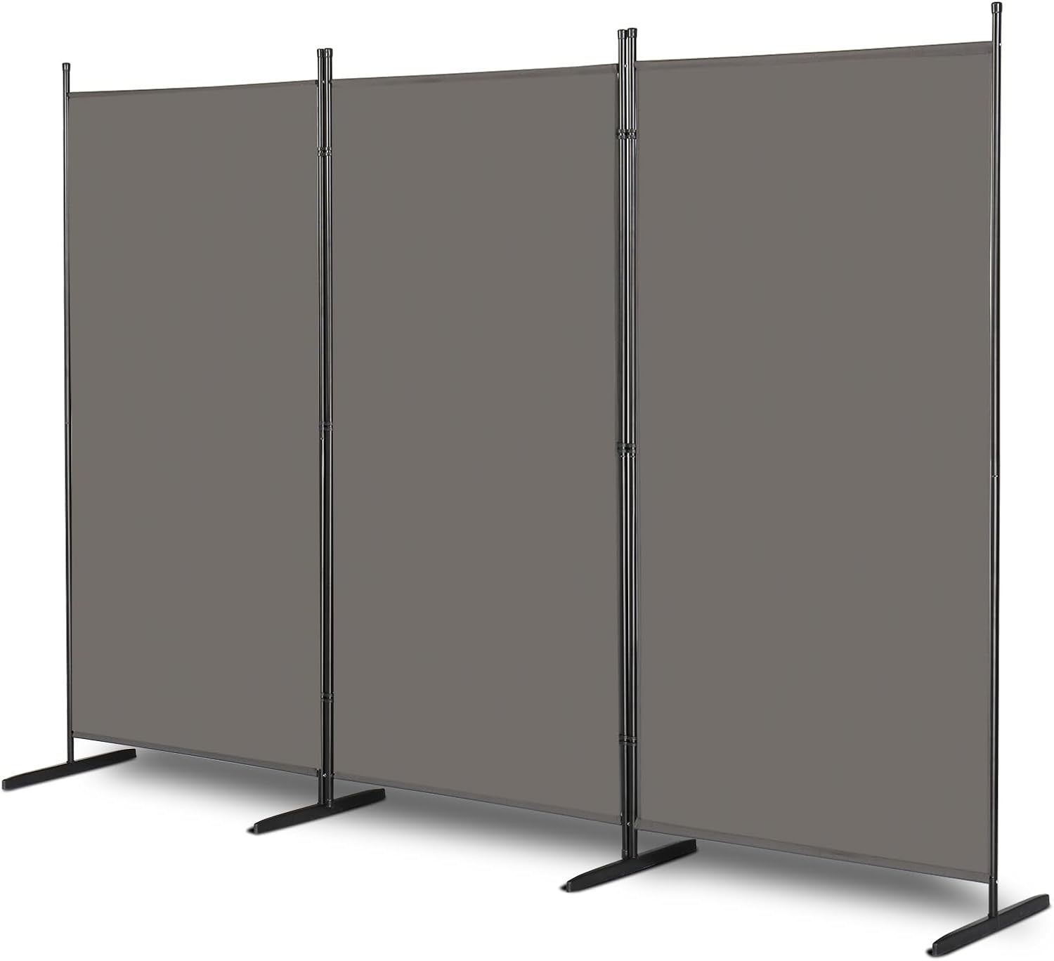 3 Panel Grey Folding Room Divider Privacy Screen Partition for Office Bedroom