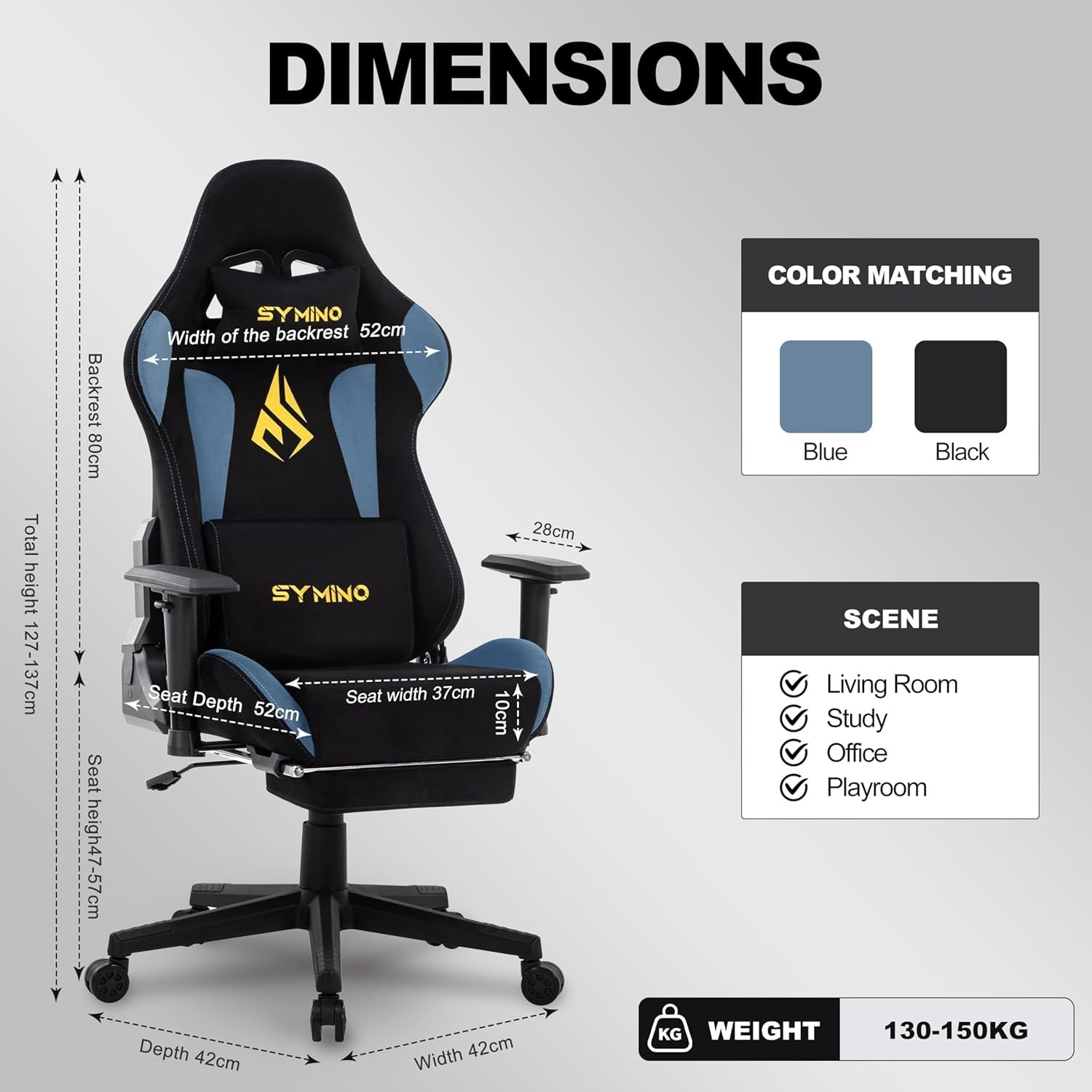 Ergonomic Gaming Chair with Footrest & Adjustable Support – PC Desk Seat