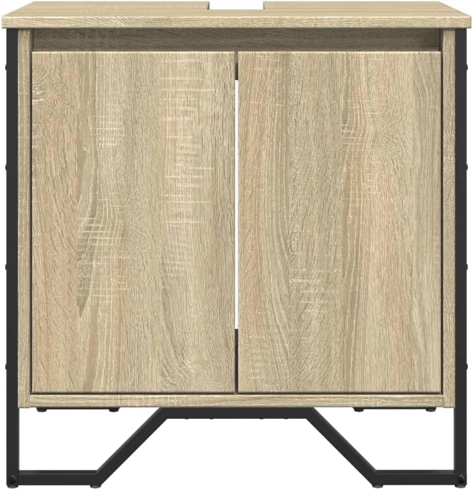 Modern Bathroom Vanity Unit Sonoma Oak – Under Sink Cabinet 2 Door Storage 60x60
