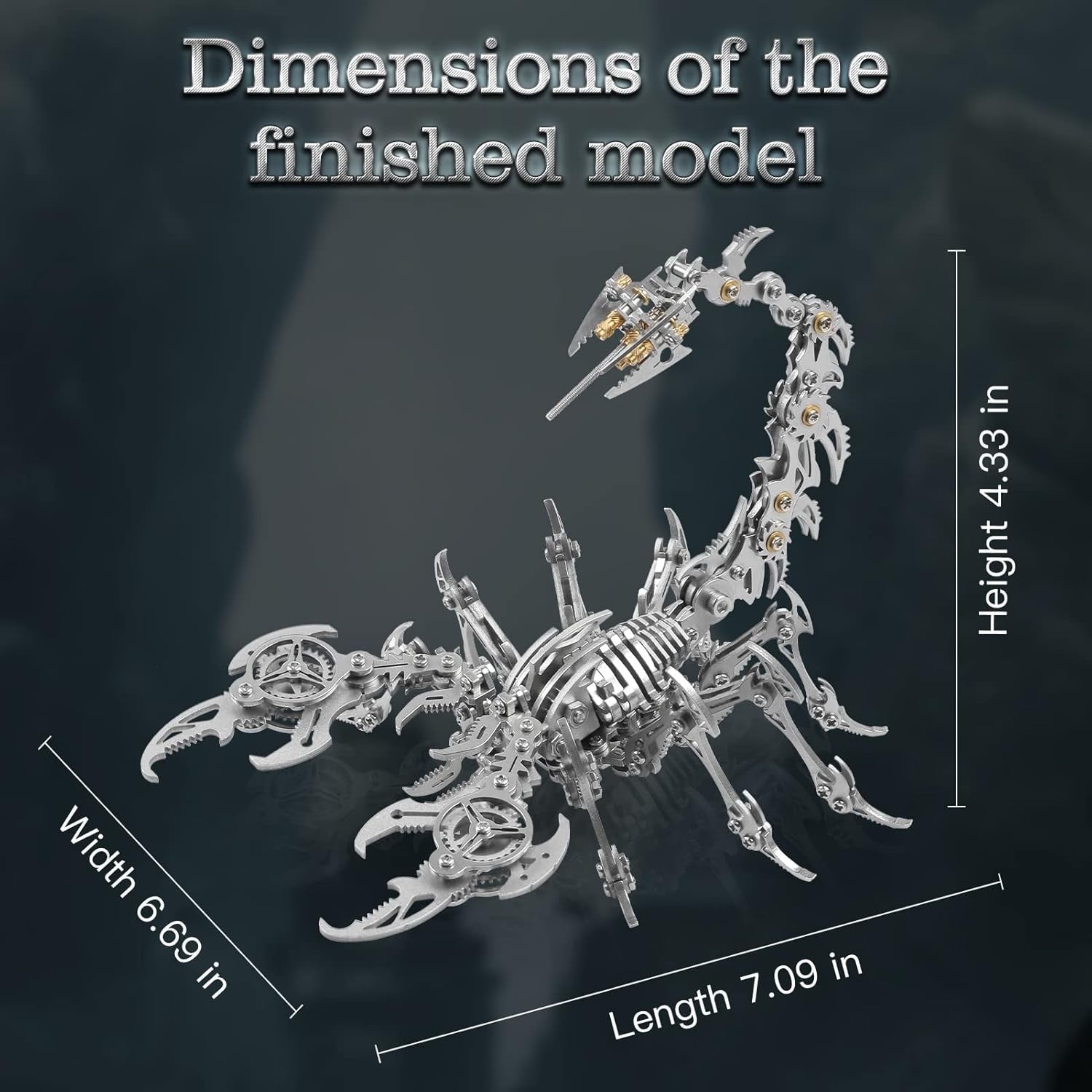 3D Metal Scorpion Puzzle Kit 454PCS Silver DIY Mechanical Model Gift