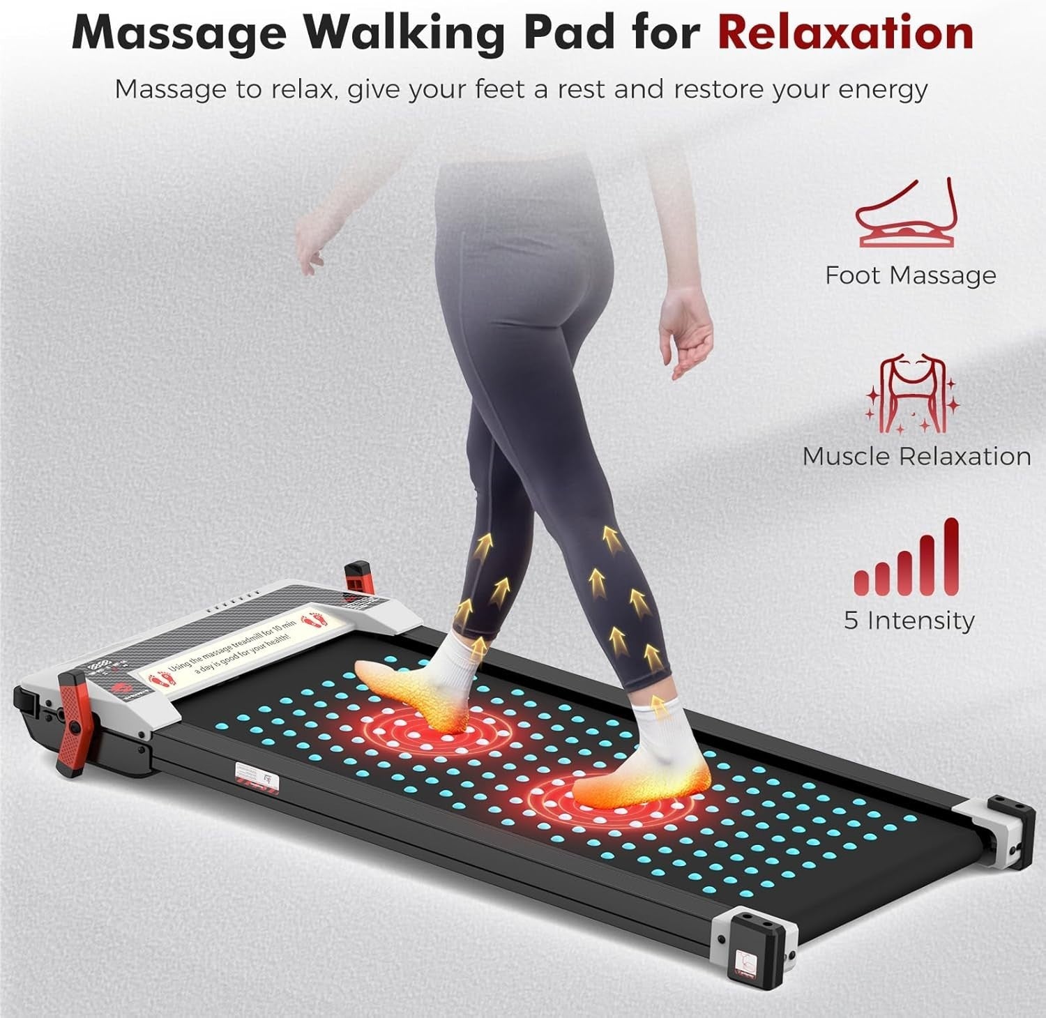 Under Desk Treadmill with Foot Massager 6% Incline LED Display Home/OfficeUnder