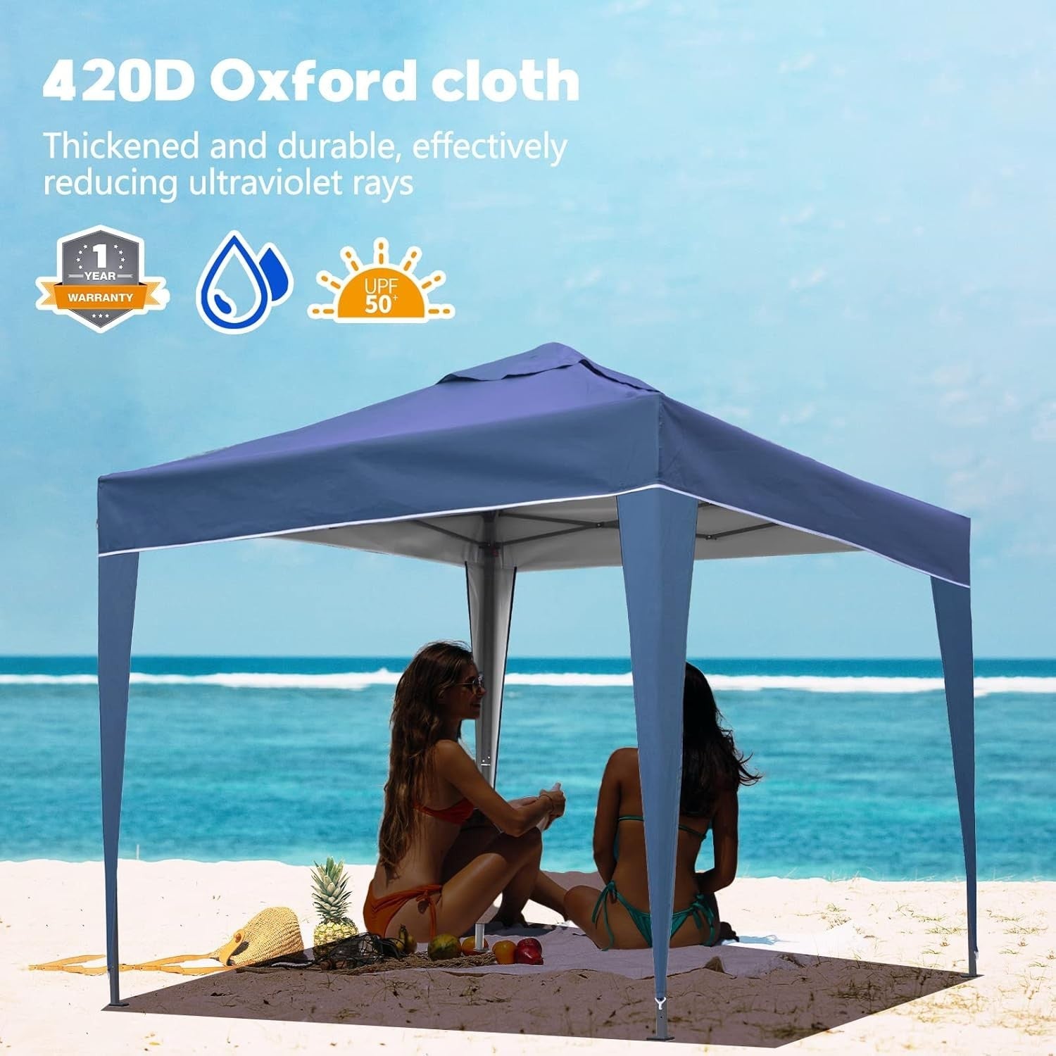 3x3M Blue Pop Up Gazebo With Removable Sides Waterproof Outdoor Tent