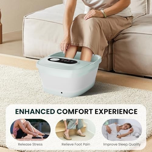 Shiatsu Foot Spa Massager with Heat, Deep Kneading, Bubbles & Rollers