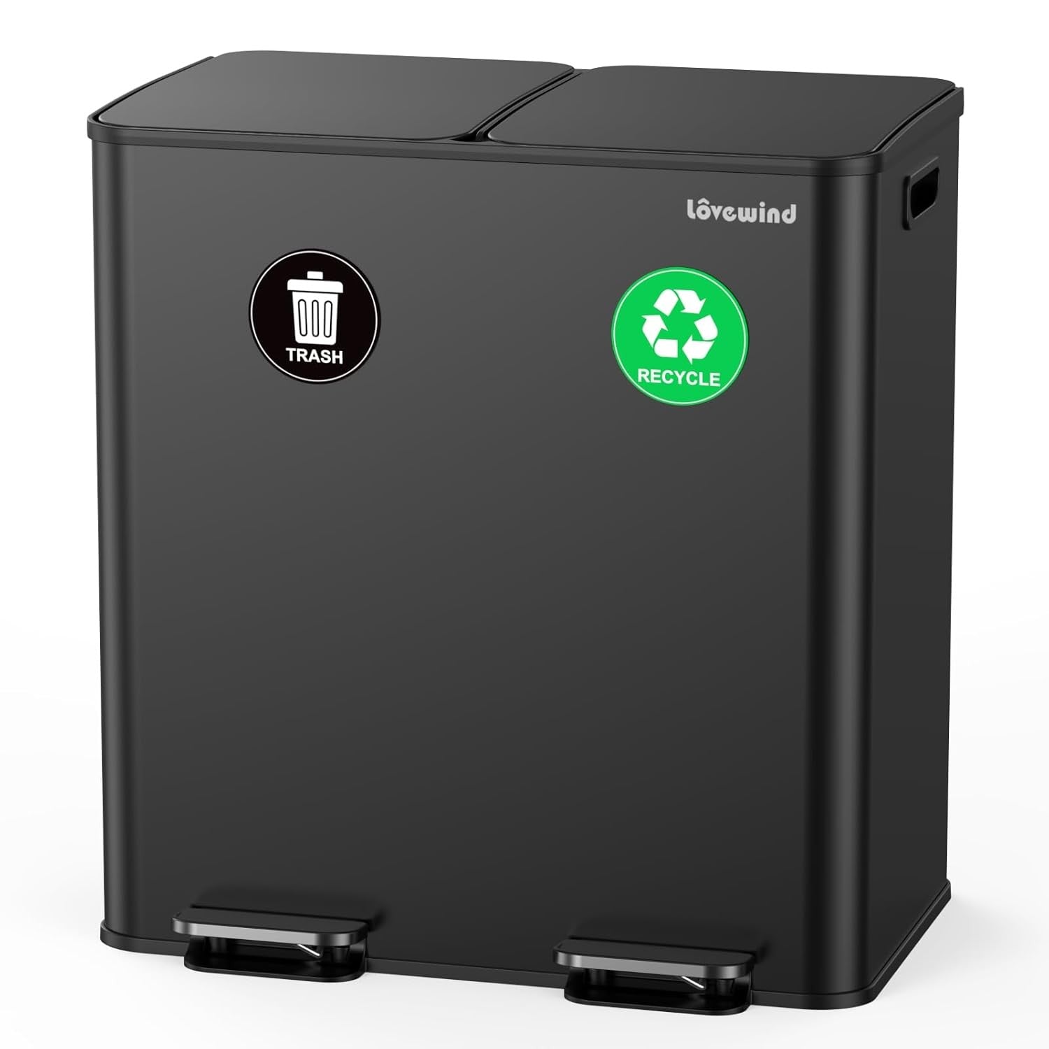 60L Double Kitchen Bin 2x30L Black Soft Close Recycling