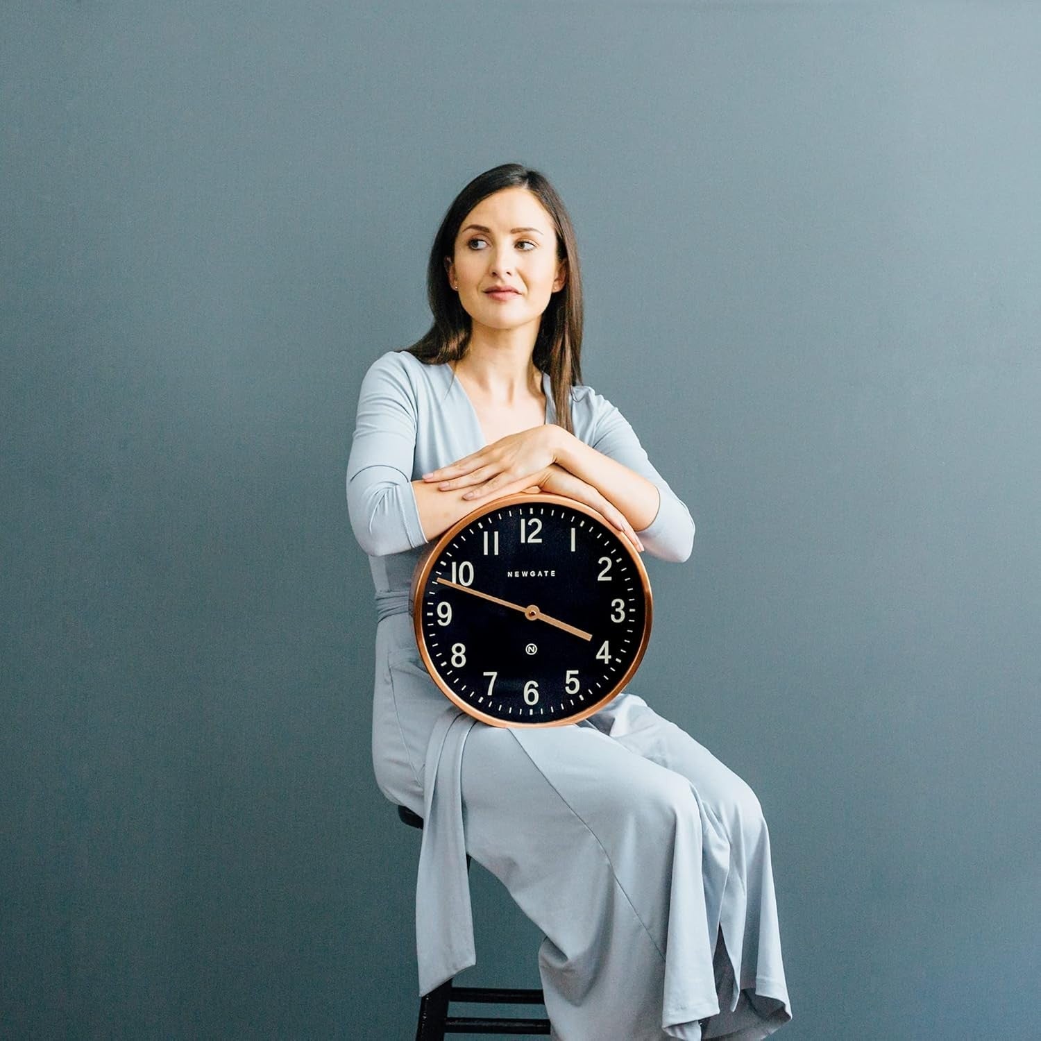 30cm Silent Wall Clock Copper Finish Modern Retro Office Kitchen Decor