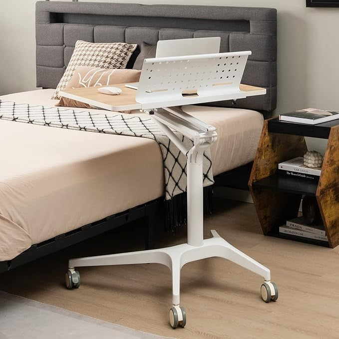 Height Adjustable Standing Desk Mobile Laptop Table Sit Stand Wheels