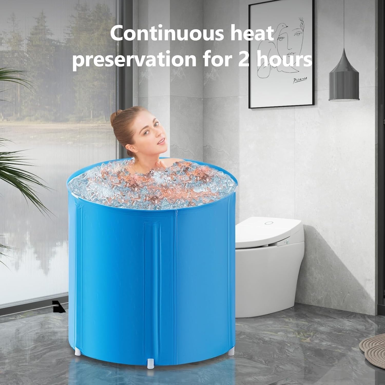 Portable Foldable Bathtub 68x65cm 230L Dark Blue | Adult SPA Soaking Tub