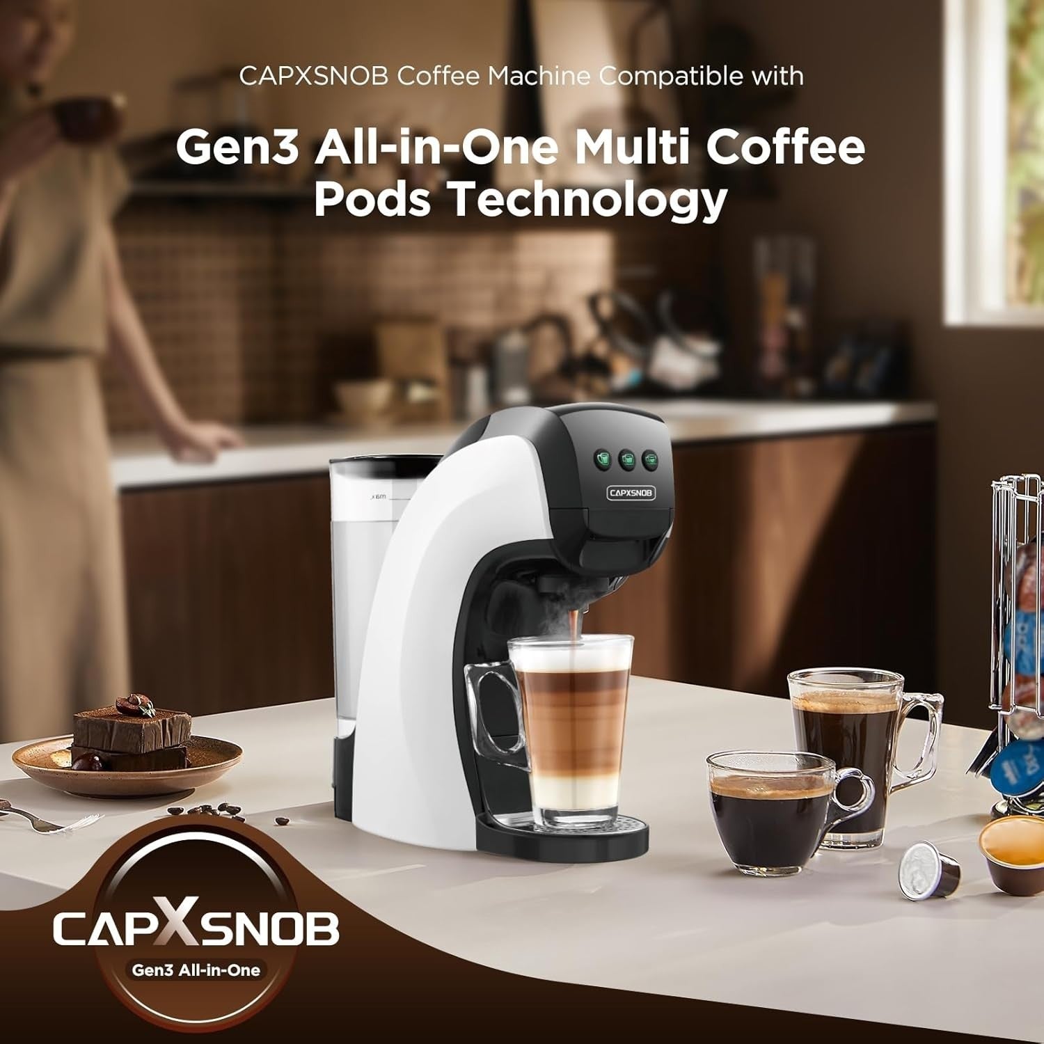 5-in-1 Pod Coffee Machine 20BAR | Multi-Capsule Compatible | Fast Brew