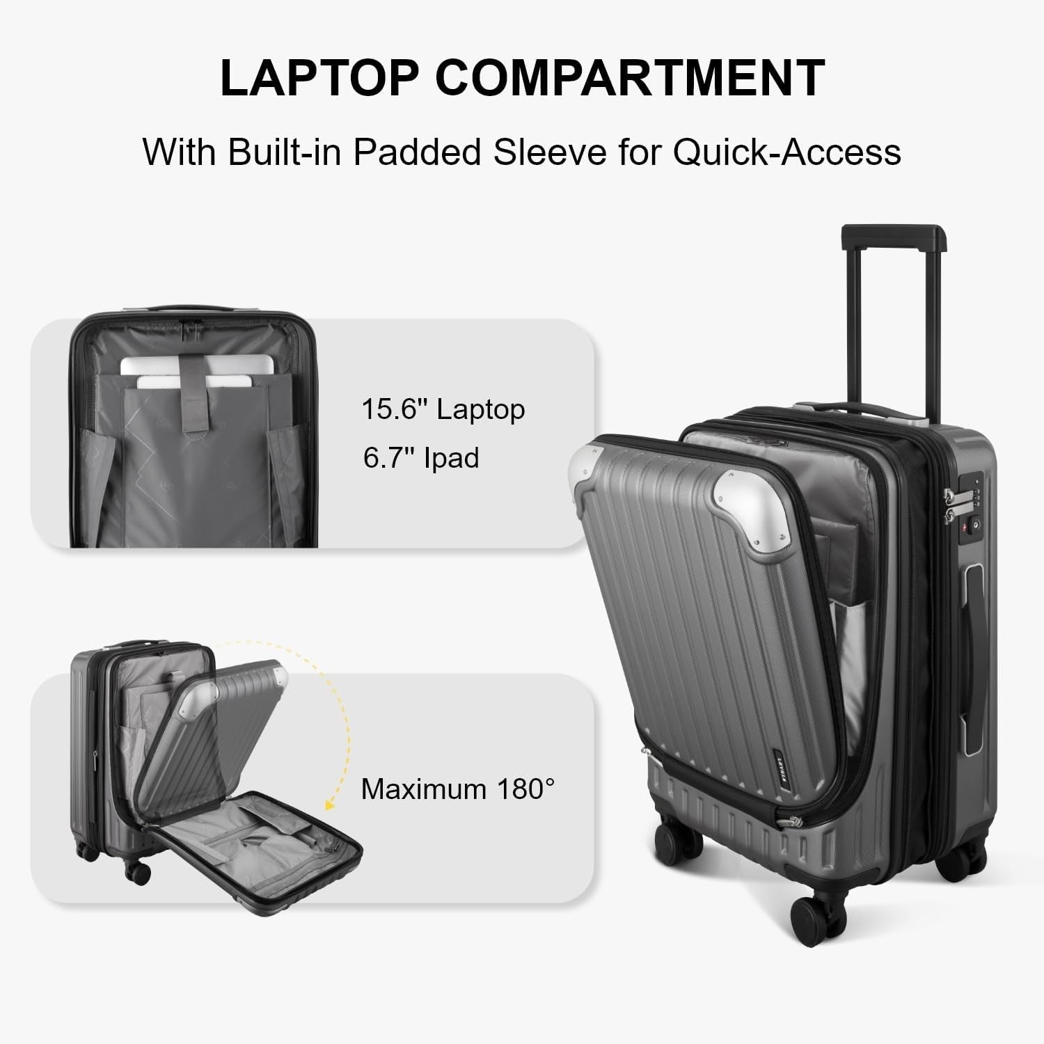 20 Inch Carry On Suitcase Expandable Hardshell Spinner Laptop TSA