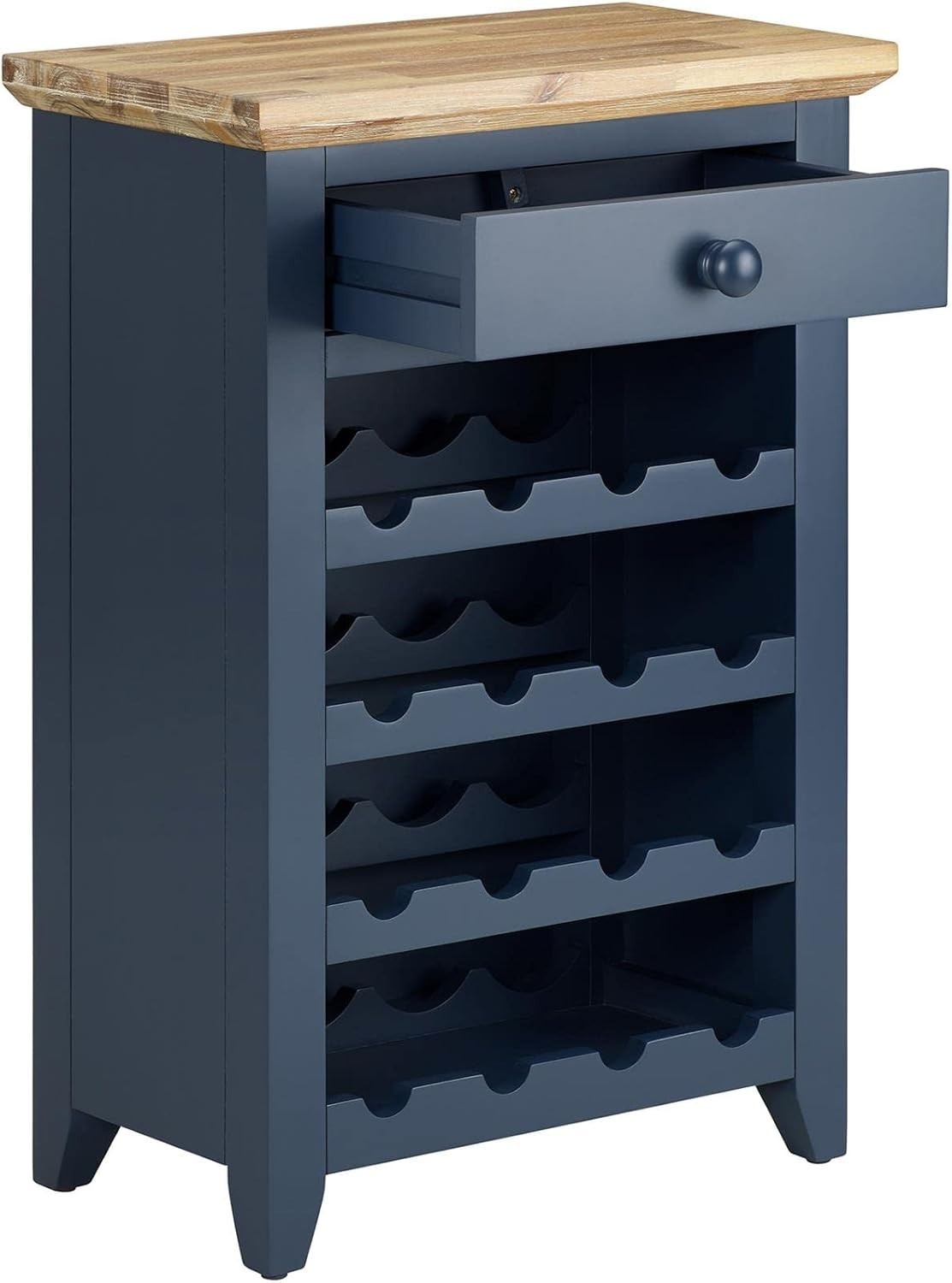 Luxury Wine Rack Side Table with Drawer | Holds 16 Bottles | Solid Wood Cabinet