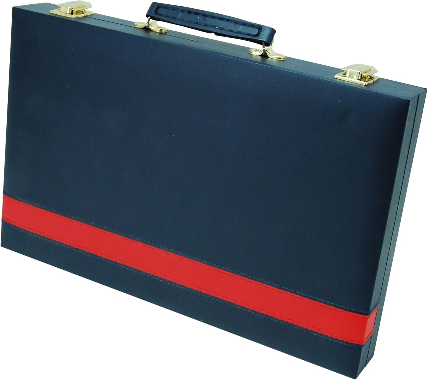 38cm Backgammon Set Blue Red Trim Folding Case Travel Board Game