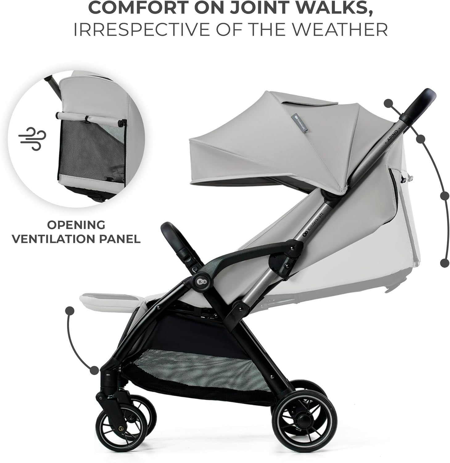 Lightweight Pushchair Buggy Newborn to 4 Years 22kg Auto Fold Grey