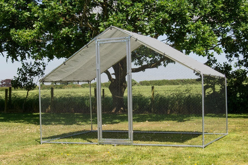 Heavy Duty Walk In Poultry Run Galvanised Steel Secure Door Roof 3x2m