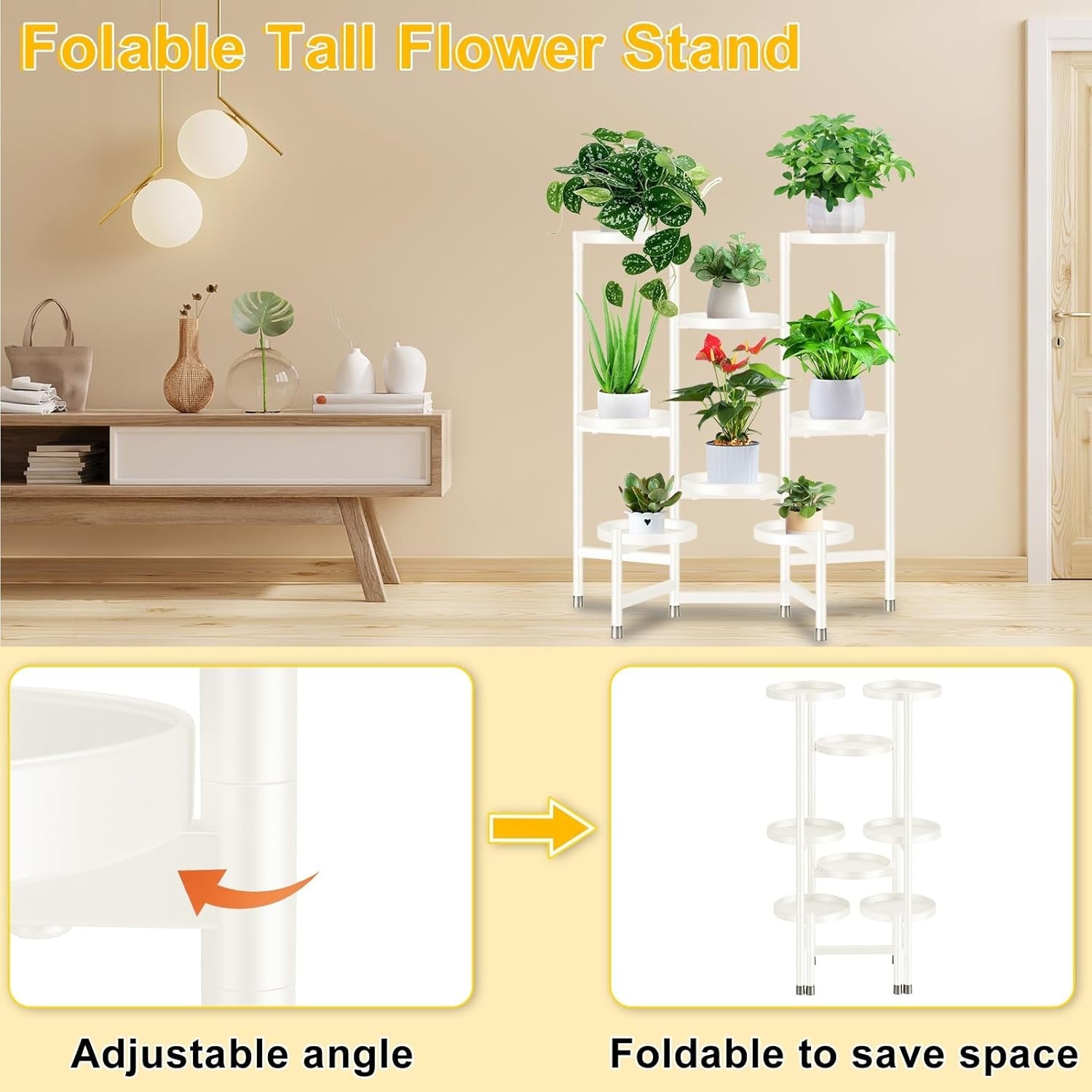 8 Tier Black Metal Plant Stand | Tall Indoor Outdoor Flower Pot Display Rack