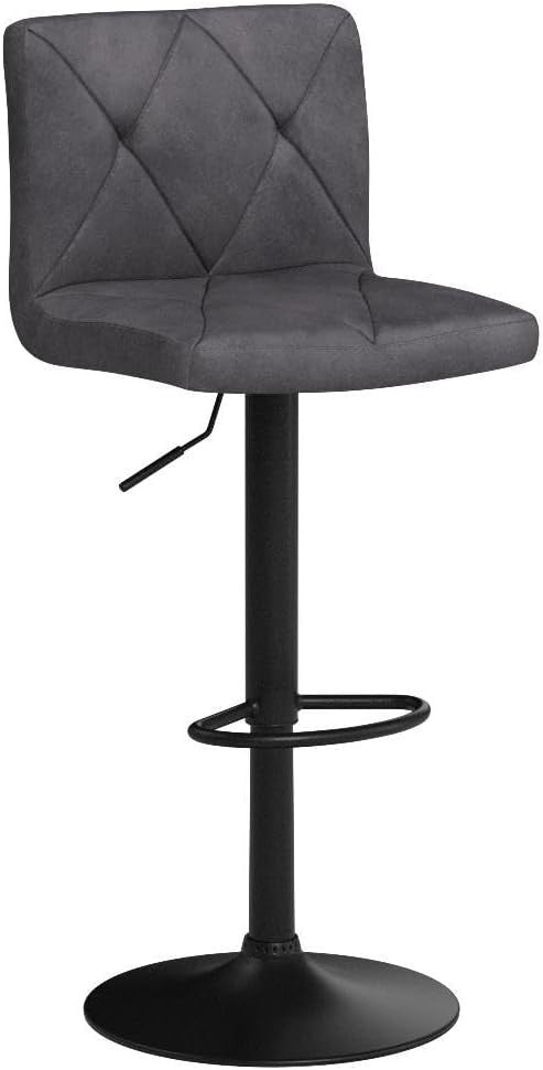 Adjustable Swivel Bar Stools Set of 2 – Soft Flannel, Metal Frame, 60-80cm