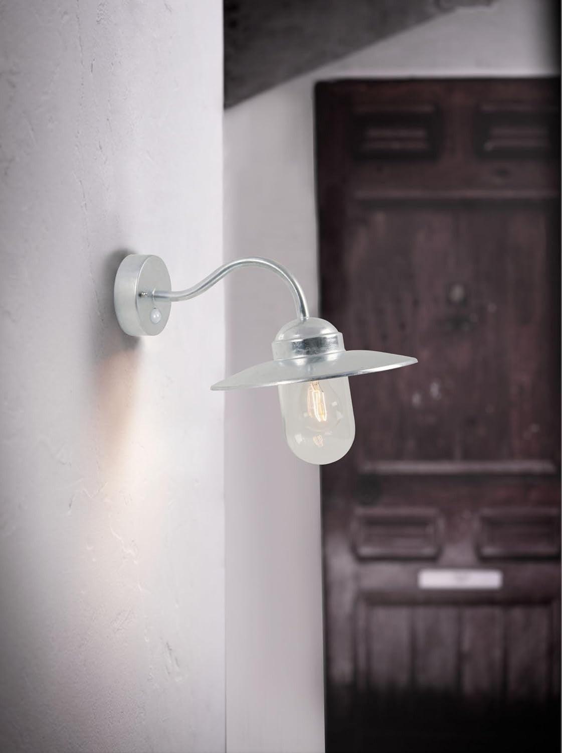 Luxembourg Galvanized Outdoor PIR Wall Lantern Light