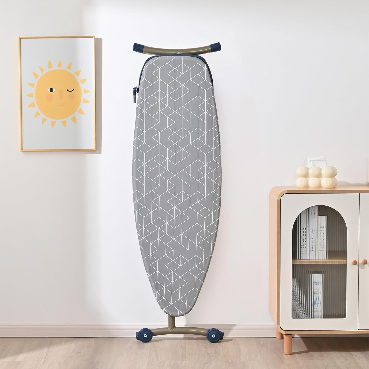 Ironing Board 159x42cm Steam Generator Tray Adjustable Height Wheels