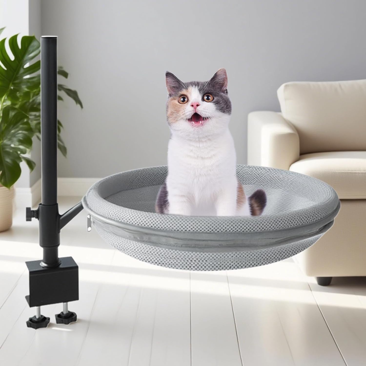 360° Rotating Cat Desk Bed Hammock Cozy Clamp On Cat Perch