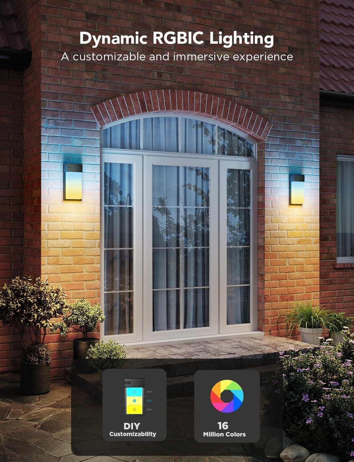 Smart RGB Outdoor Wall Light 1500LM Waterproof Alexa Compatible