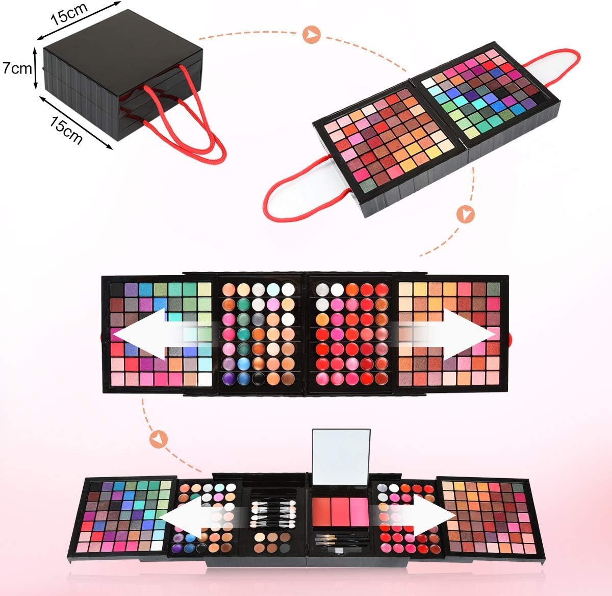 177 Colour Makeup Palette Kit With Mirror Lip Gloss & Concealer