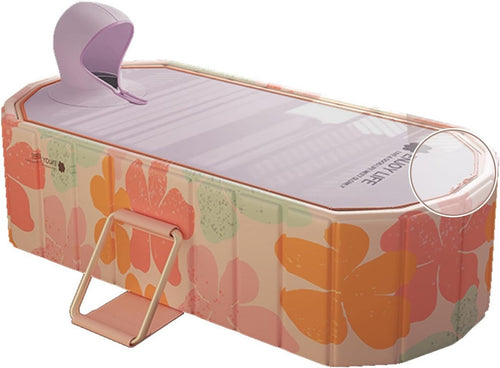 Portable Folding Bathtub SPA Sauna Ice & Hot Bath 1.2m Adults Kids Pink