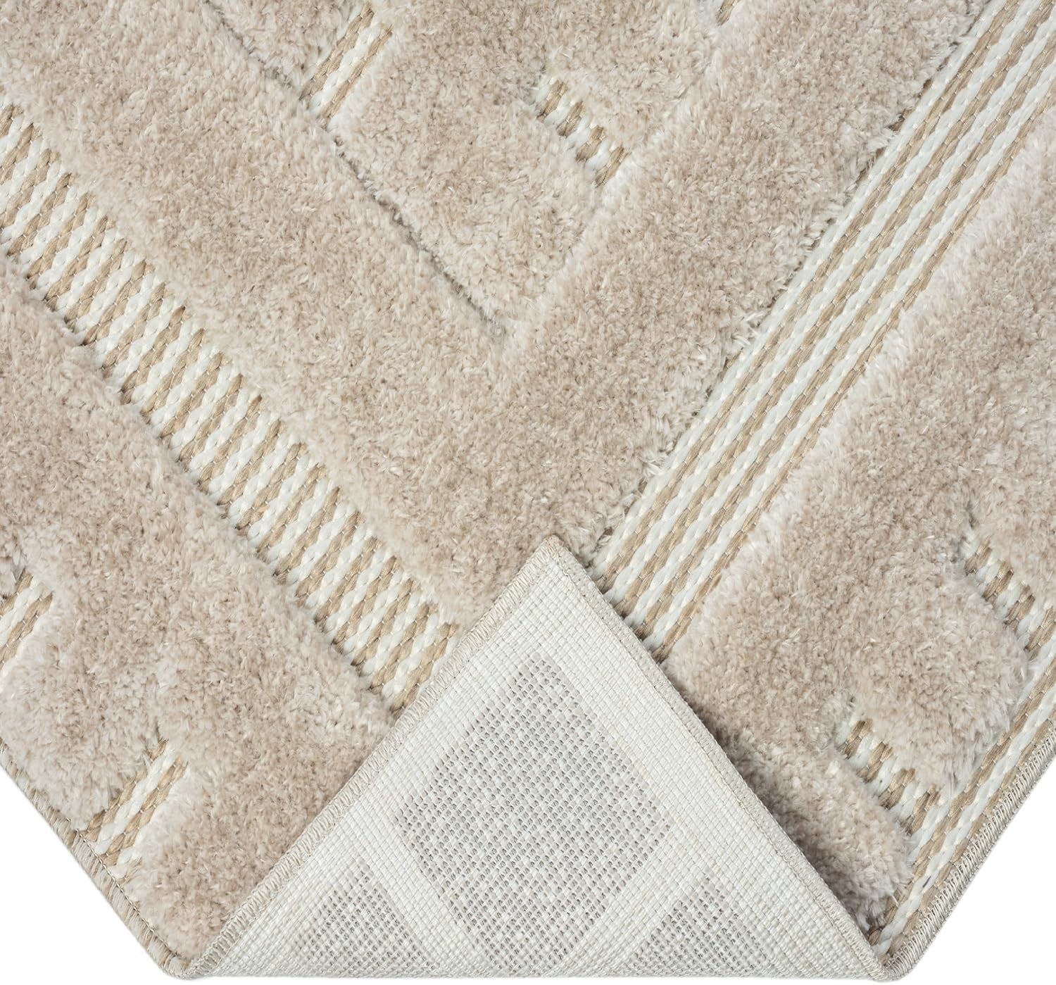 Beige Large Area Rug 200x290cm Washable Non Slip Soft Indoor Living Room Carpet