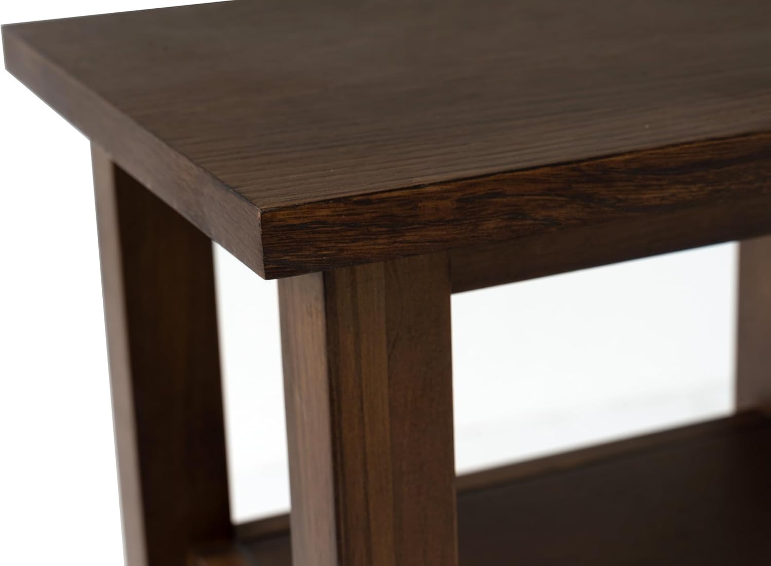 Walnut Side Table with Storage Shelf – Narrow End Table for Sofa & Bed 35x27x55