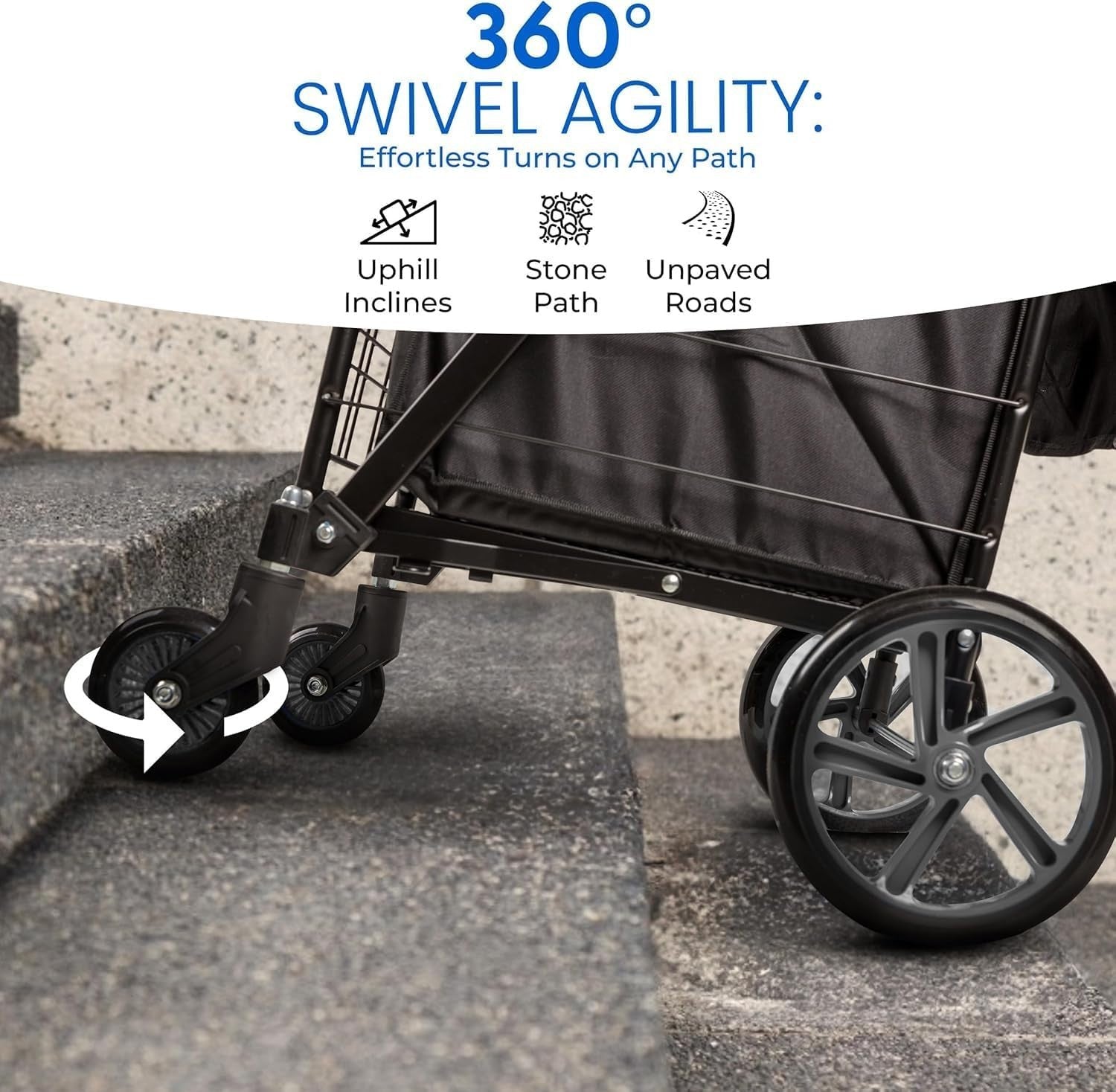 Heavy Duty Foldable Shopping Trolley 50kg 360° Swivel Wheels Waterproof Liner