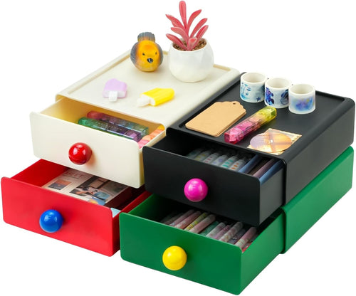 Pack of 4 Stackable Desk Organisers with Drawers – Office & Home Storage